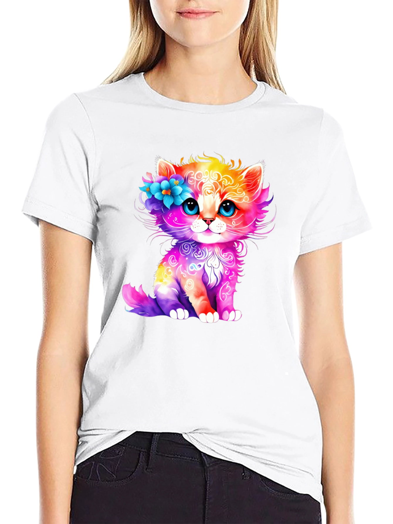 Rainbow Cat T-Shirt - Adorable Kitten Design