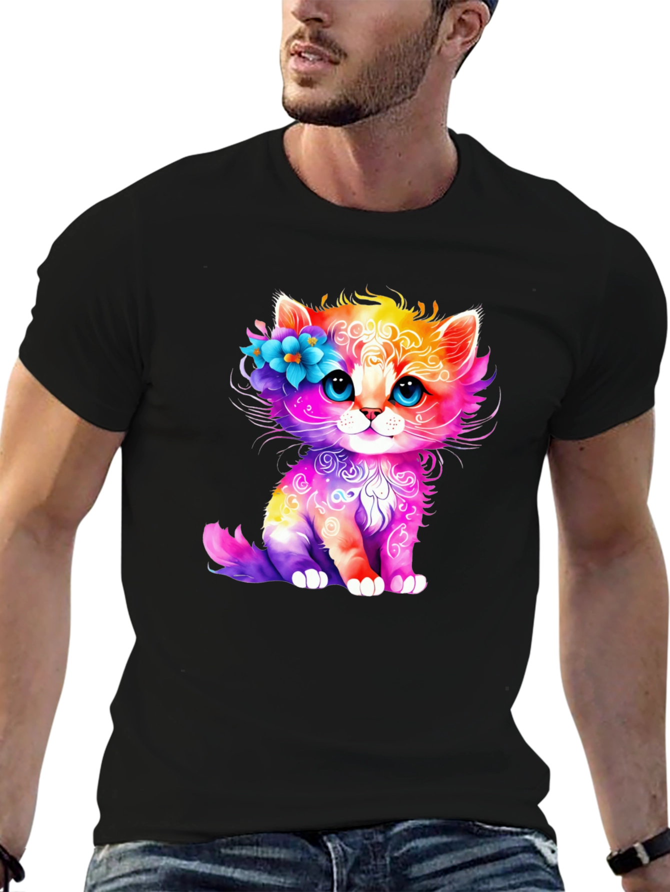 Rainbow Cat T-Shirt - Adorable Kitten Design