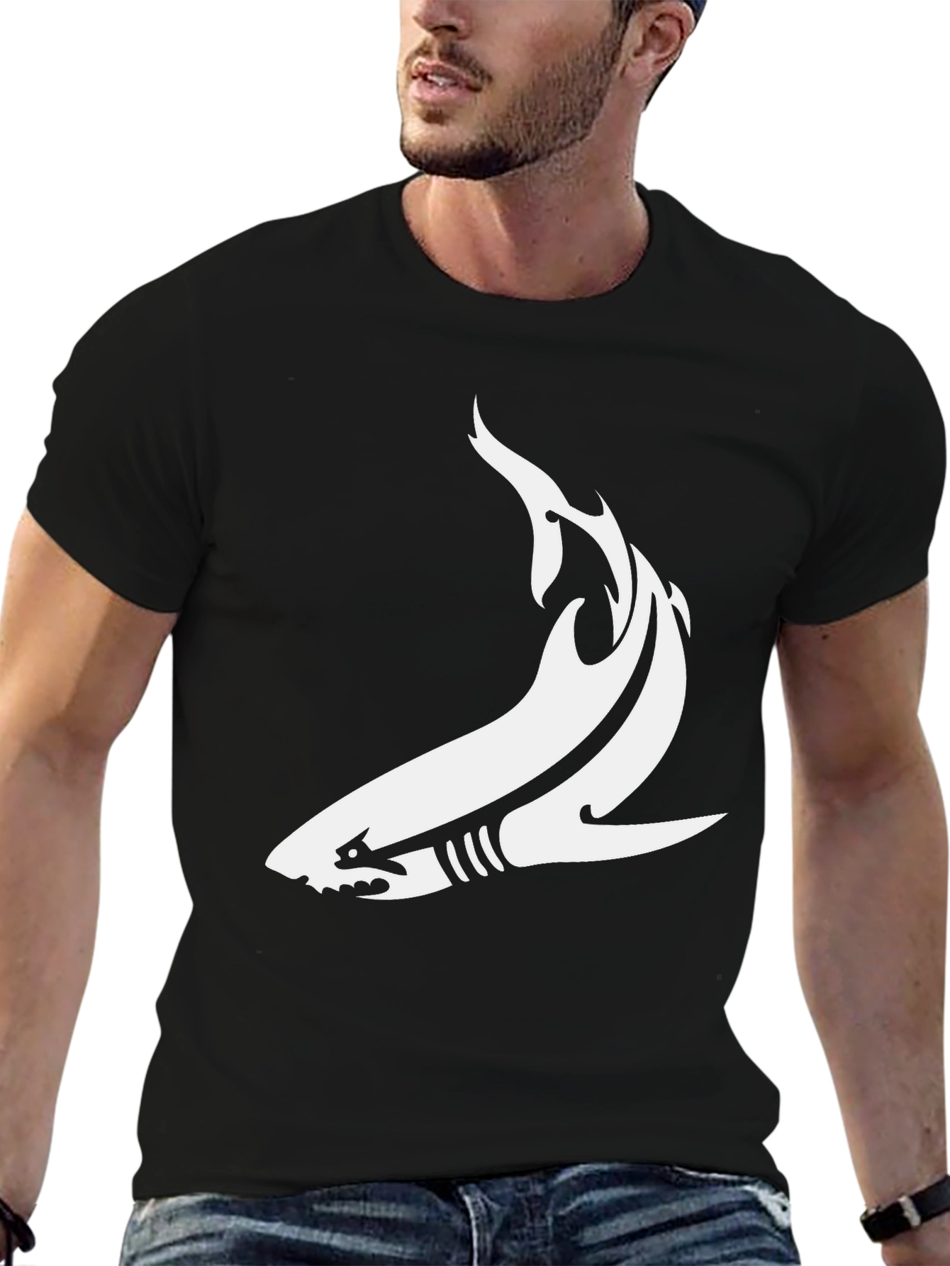 Shark Graphic Tee - Mens Black T-Shirt