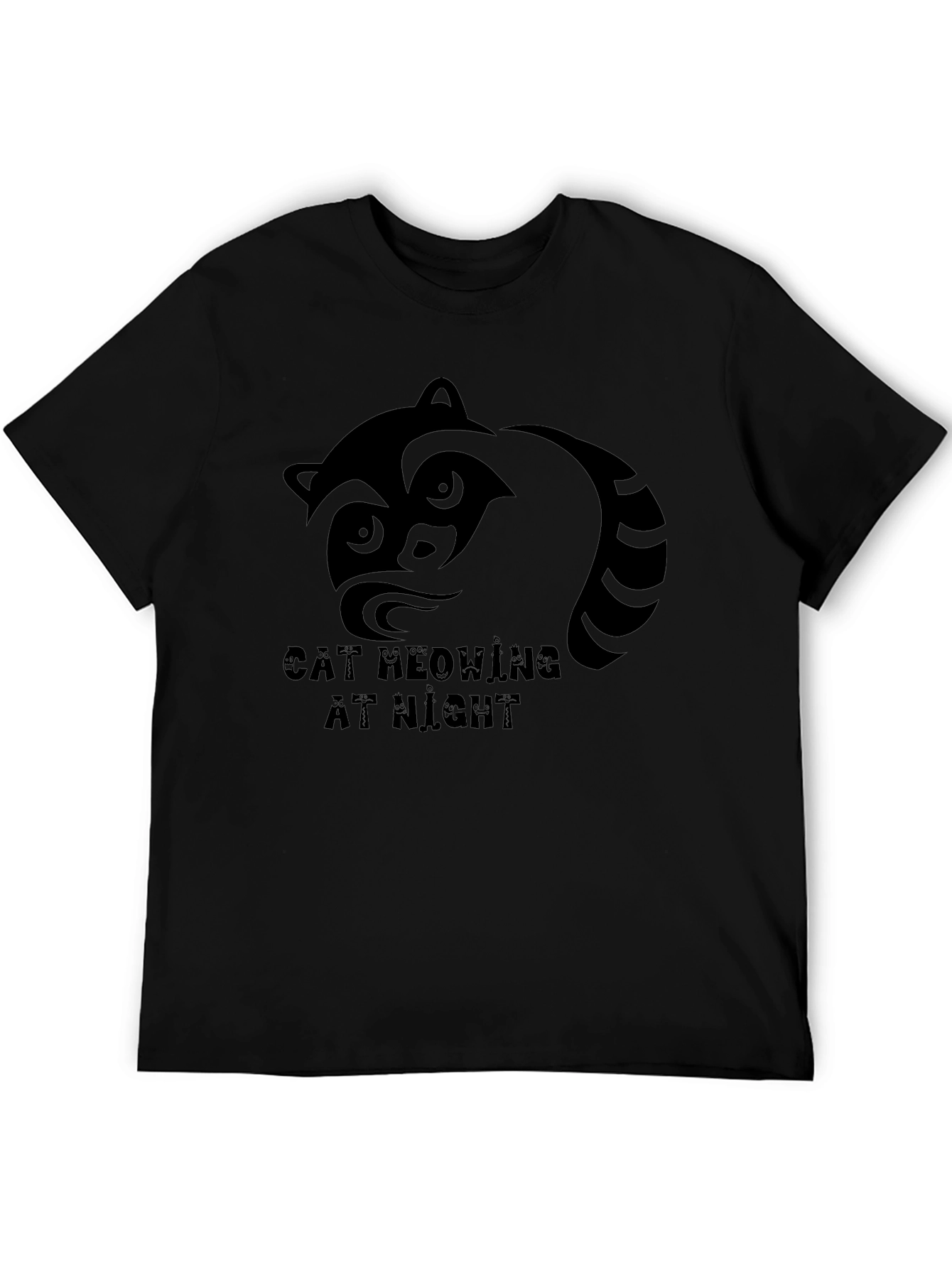 Raccoon Graphic T-Shirt - Cat Meowing At Night Tee