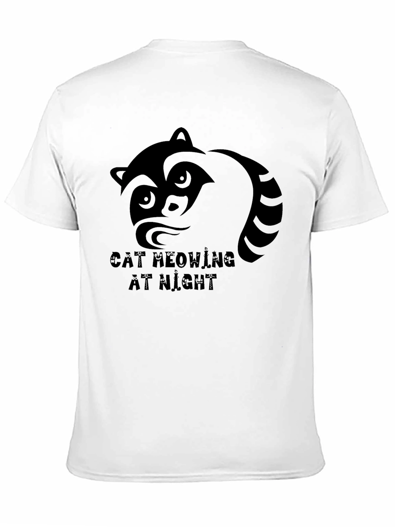 Raccoon Graphic T-Shirt - Cat Meowing At Night Tee