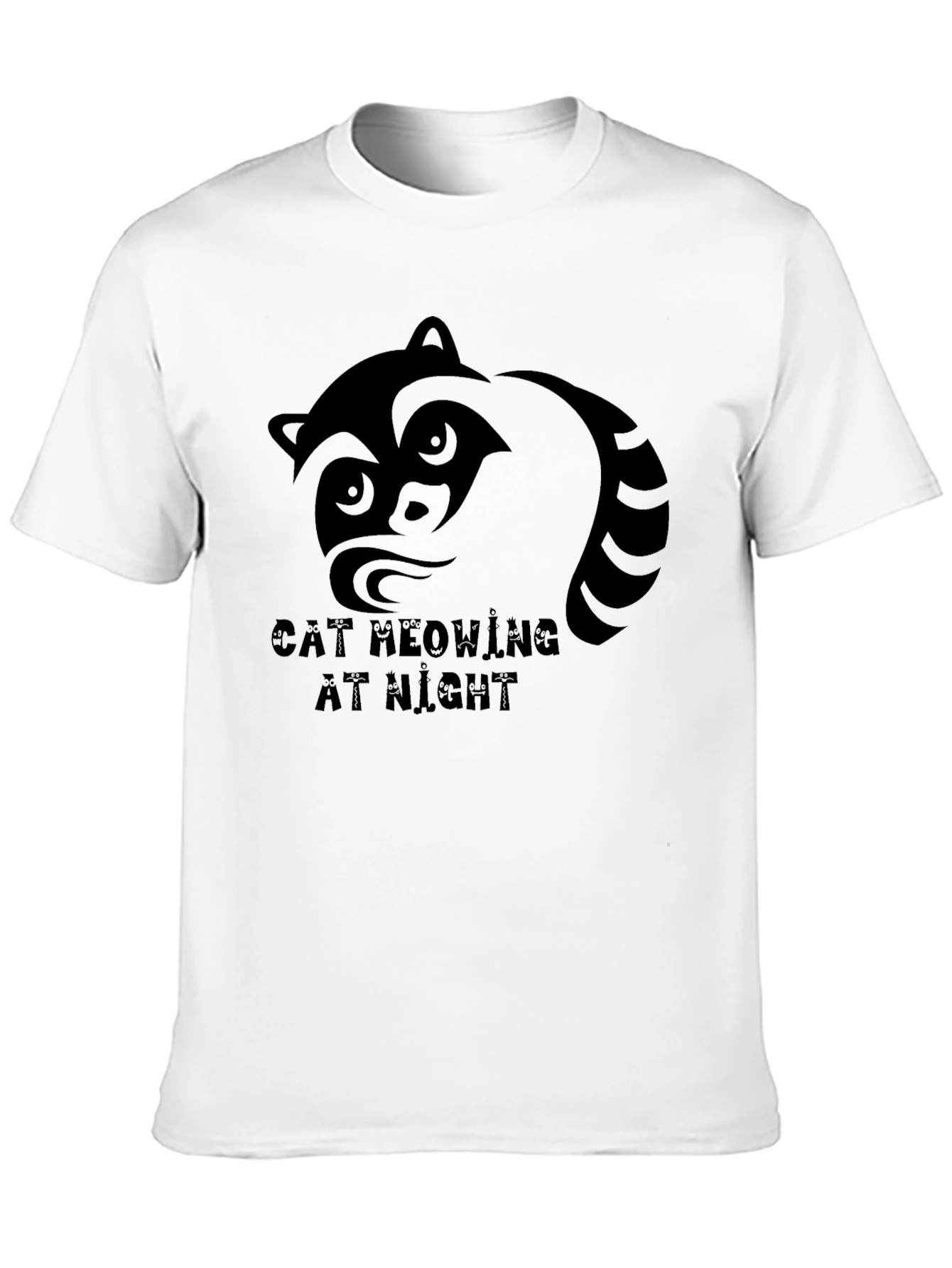 Raccoon Graphic T-Shirt - Cat Meowing At Night Tee