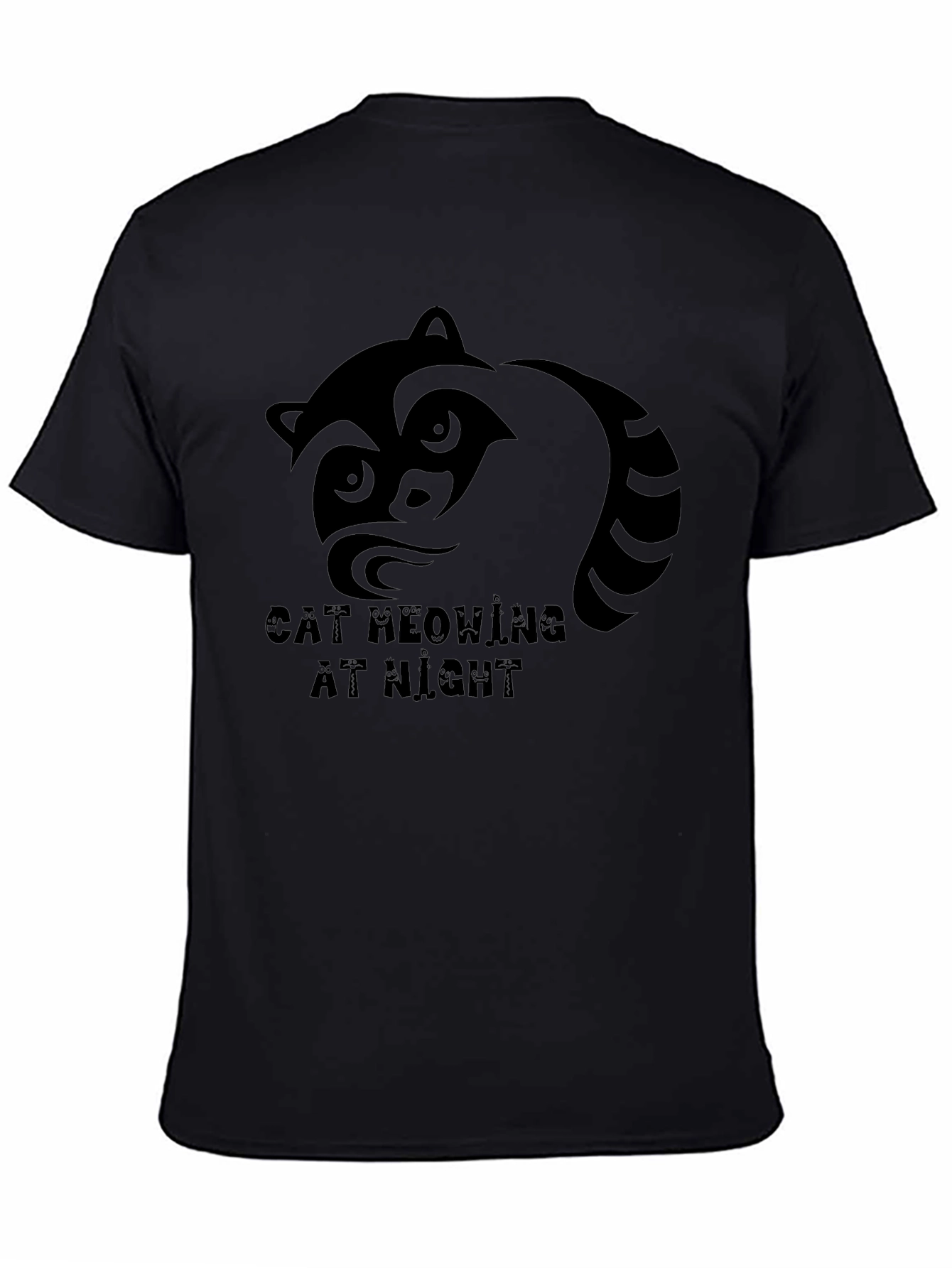 Raccoon Graphic T-Shirt - Cat Meowing At Night Tee