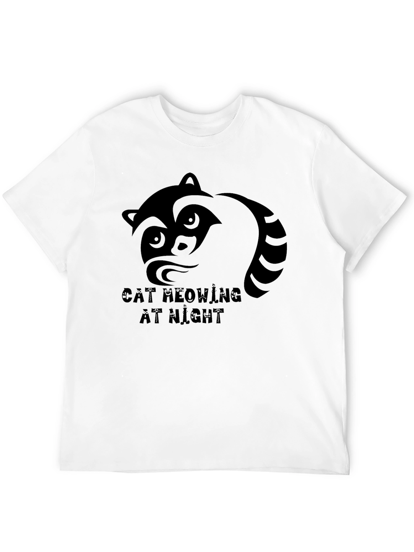 Raccoon Graphic T-Shirt - Cat Meowing At Night Tee