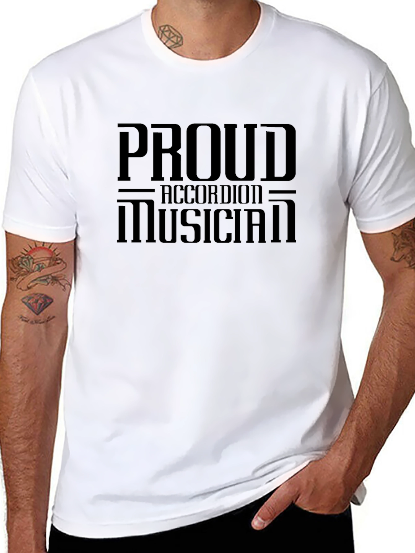Proud Accordion Musician Black T-Shirt