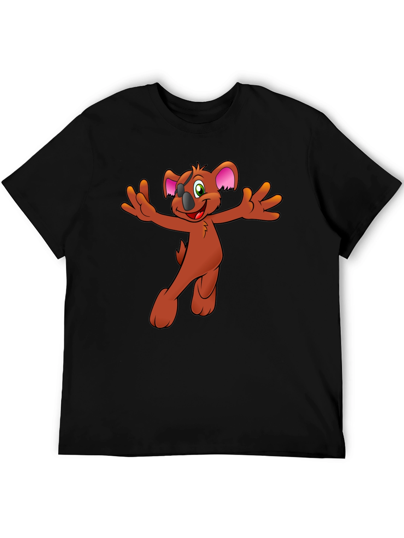 Cartoon Koala Graphic Tee - Black