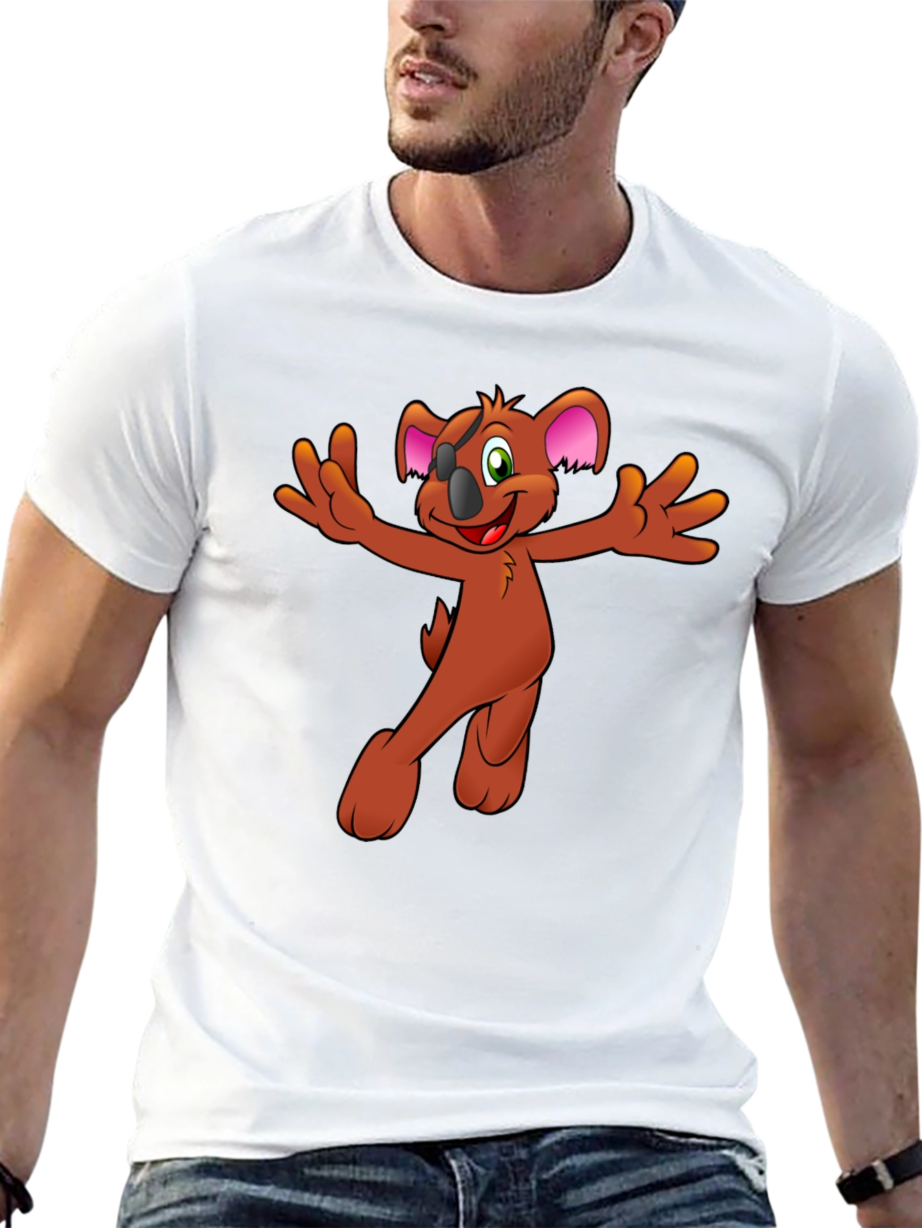 Cartoon Koala Graphic Tee - Black