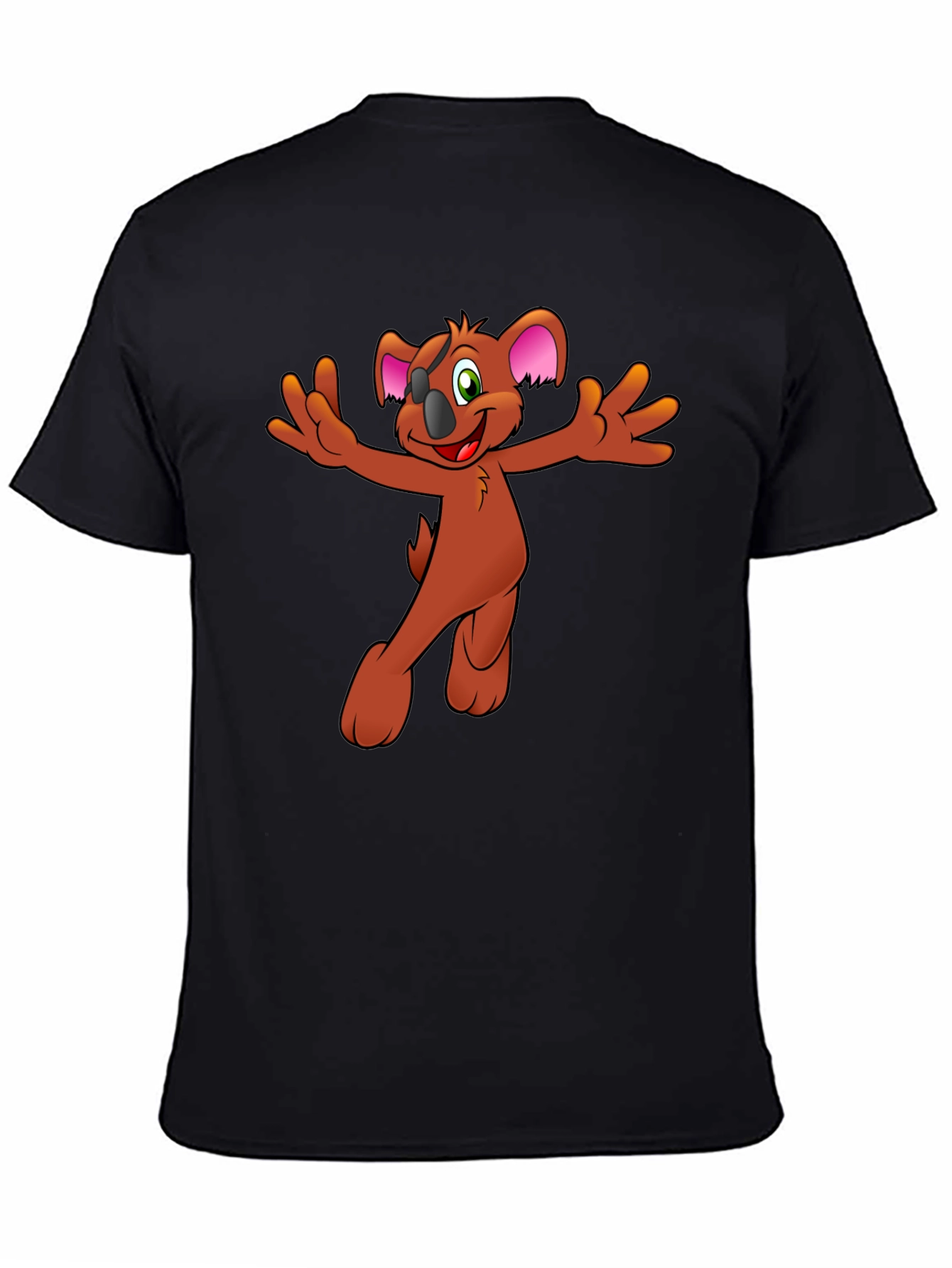 Cartoon Koala Graphic Tee - Black