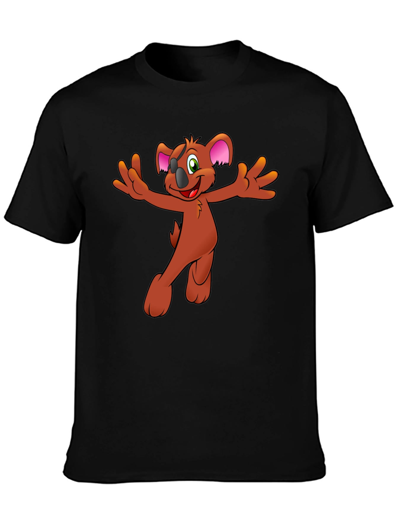 Cartoon Koala Graphic Tee - Black