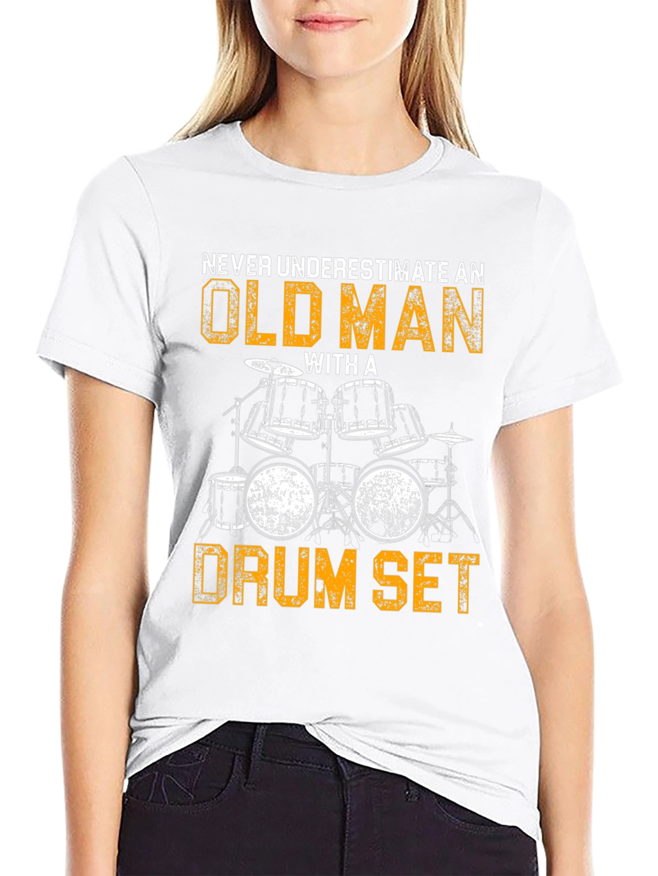 Old Man Drum Set T-Shirt - Musician Novelty Tee