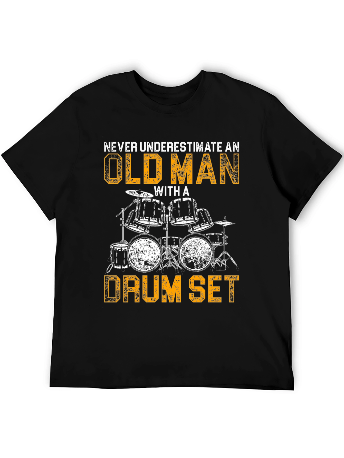 Old Man Drum Set T-Shirt - Musician Novelty Tee
