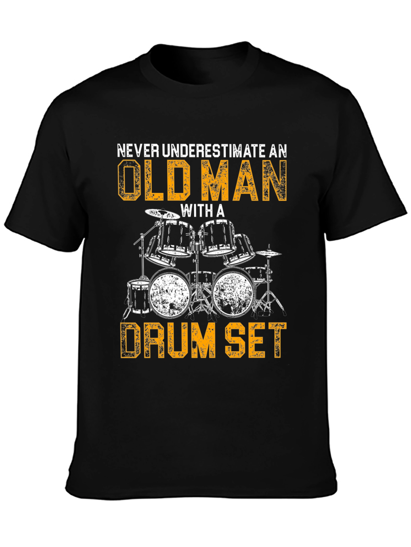 Old Man Drum Set T-Shirt - Musician Novelty Tee