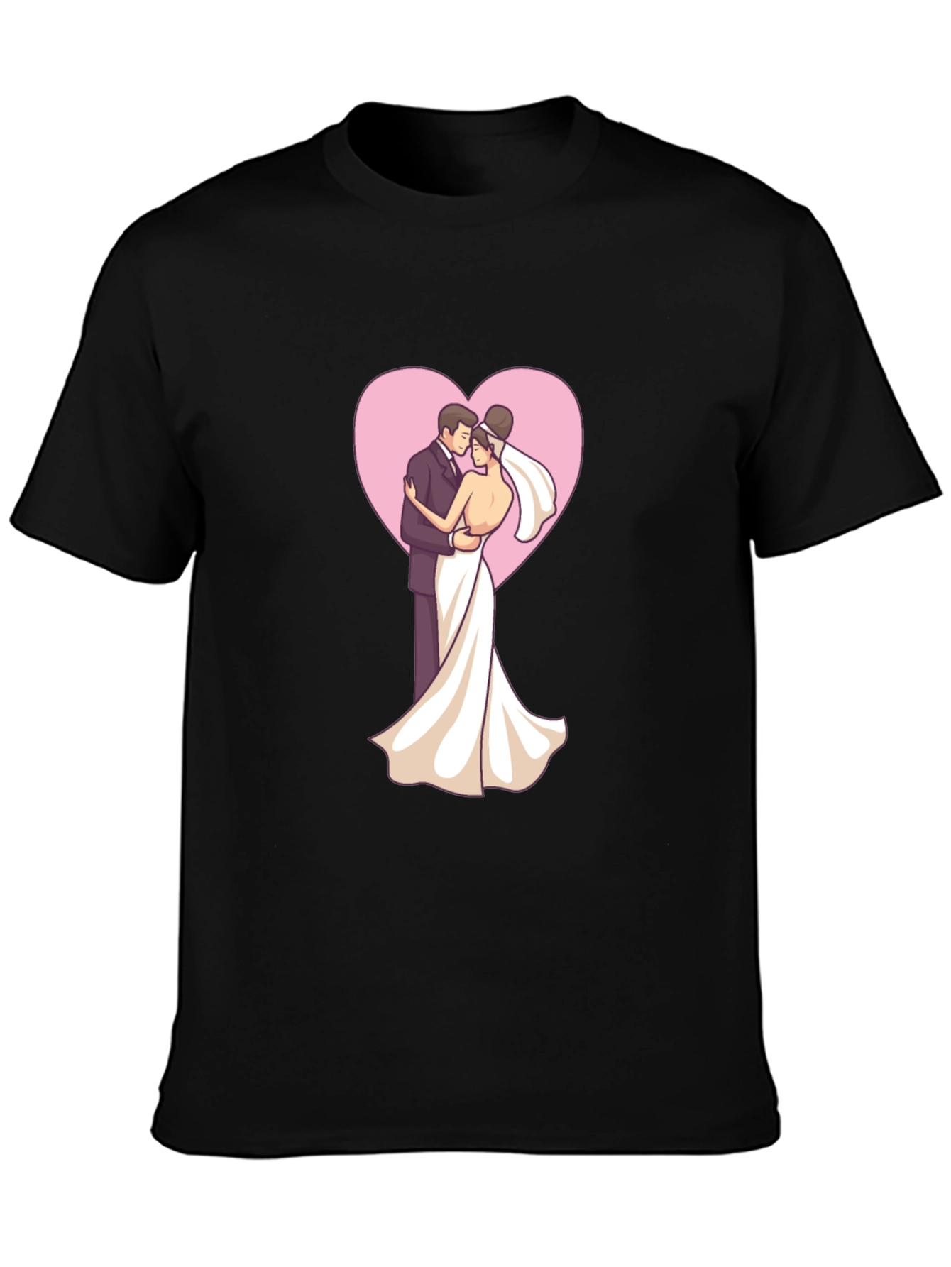 Bride & Groom Heart Tee - Black