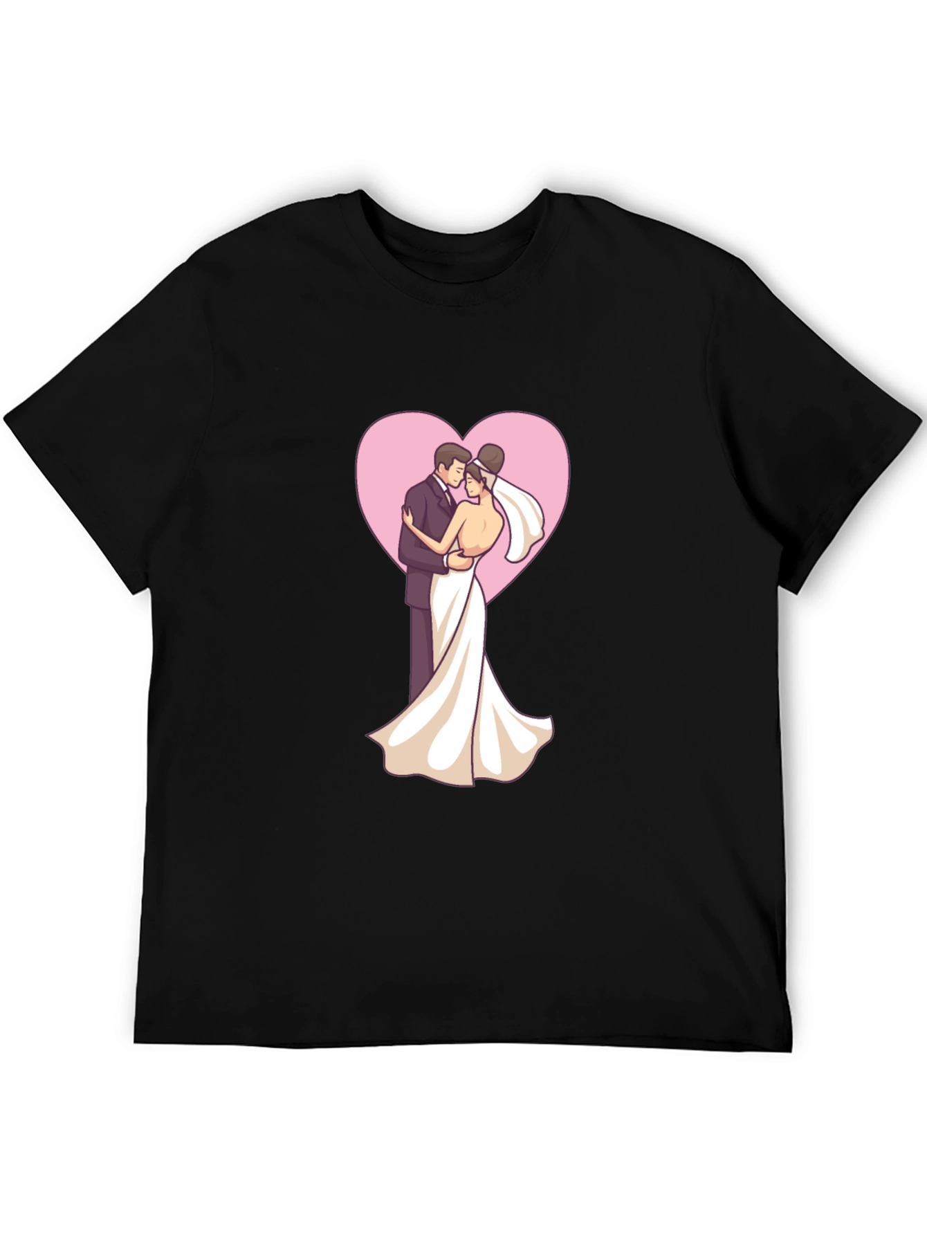 Bride & Groom Heart Tee - Black