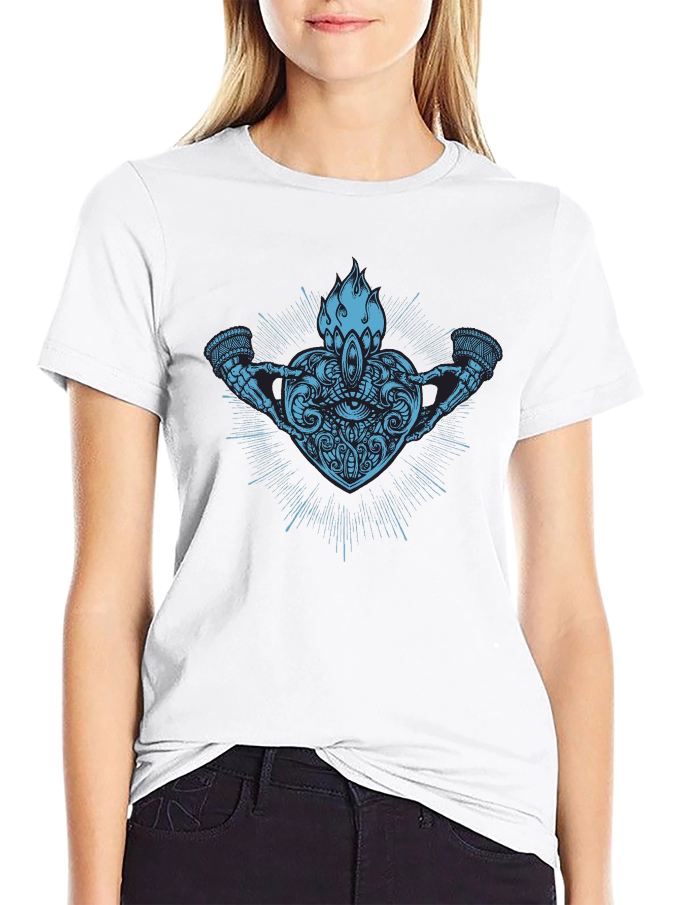Mystic Heart Graphic Print Black T-Shirt