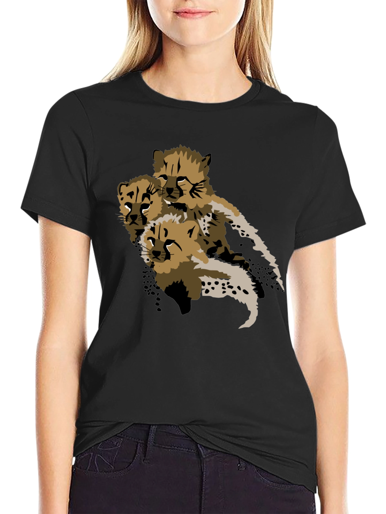 Cheetah Cub Graphic Tee - Black Unisex T-Shirt