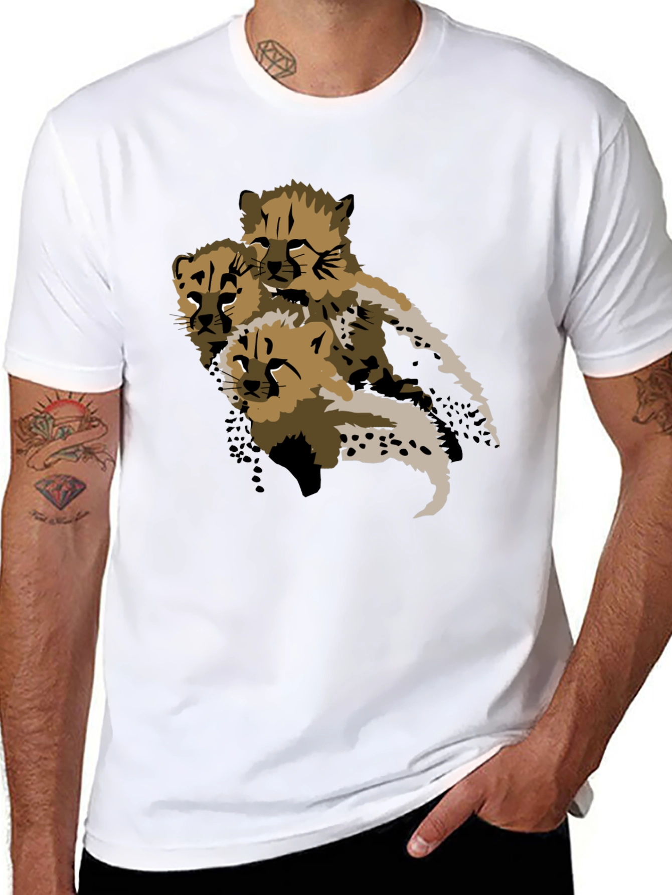 Cheetah Cub Graphic Tee - Black Unisex T-Shirt