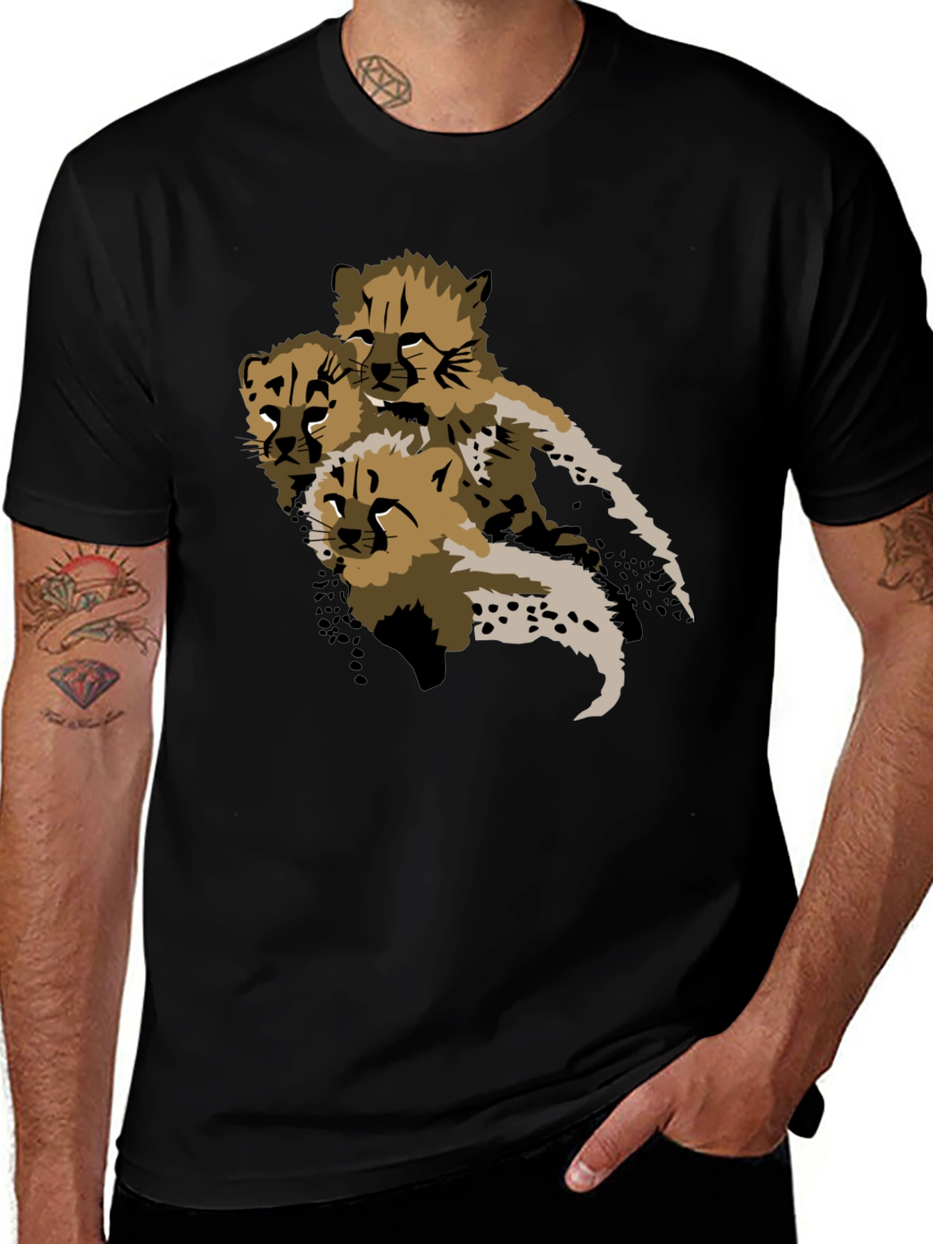 Cheetah Cub Graphic Tee - Black Unisex T-Shirt