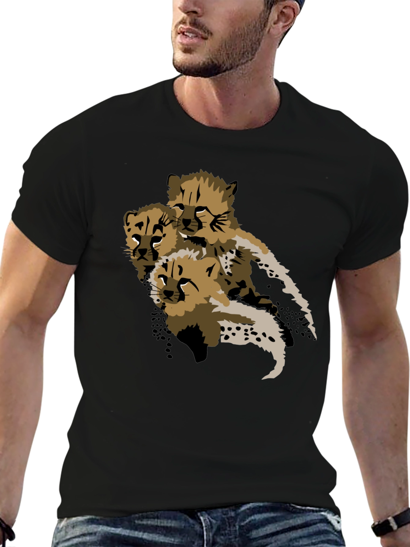 Cheetah Cub Graphic Tee - Black Unisex T-Shirt