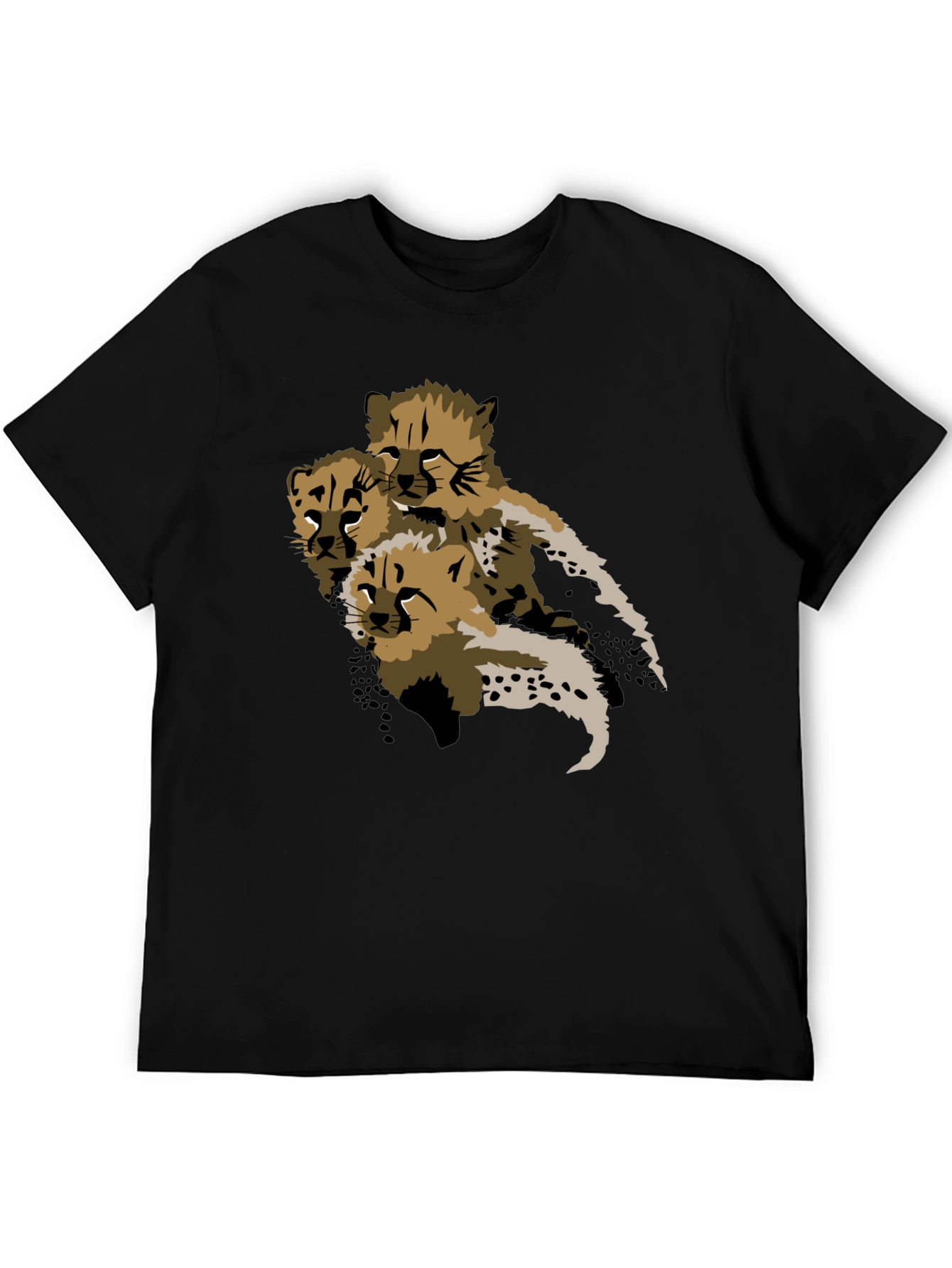 Cheetah Cub Graphic Tee - Black Unisex T-Shirt