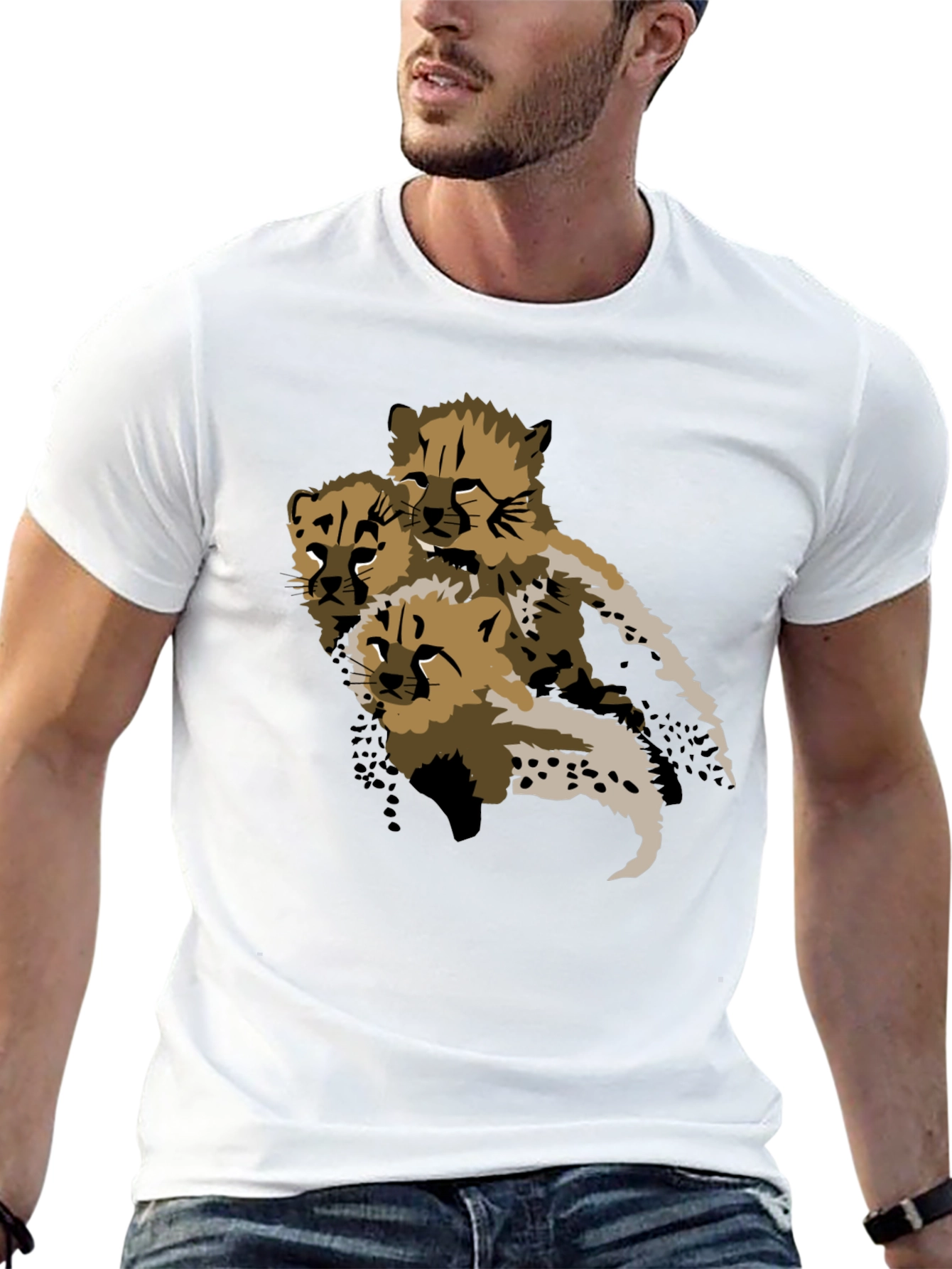 Cheetah Cub Graphic Tee - Black Unisex T-Shirt
