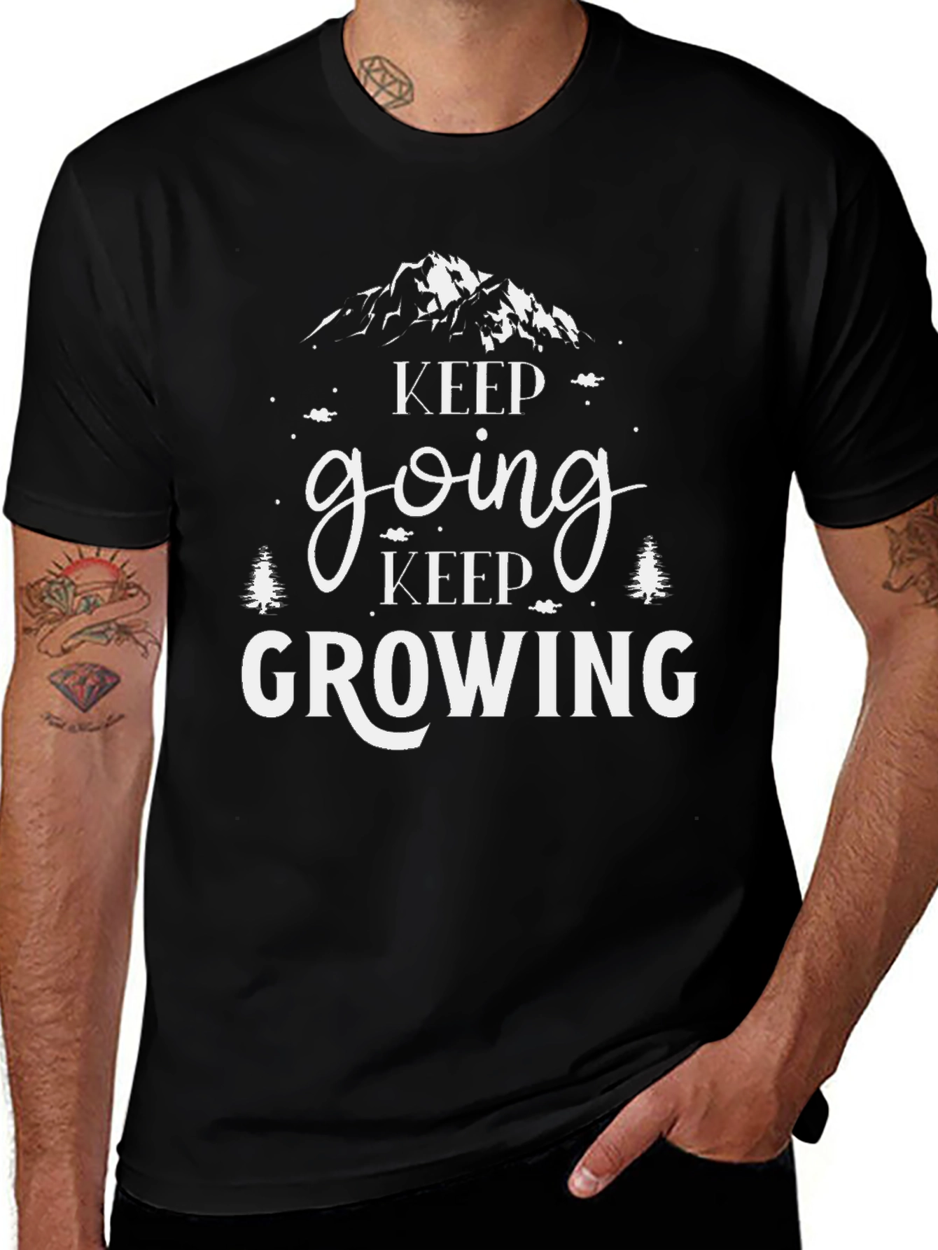 Keep Going Keep Growing Black Graphic Tee