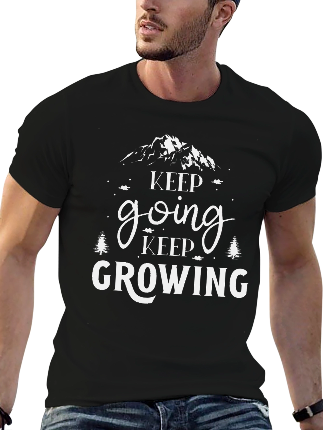 Keep Going Keep Growing Black Graphic Tee