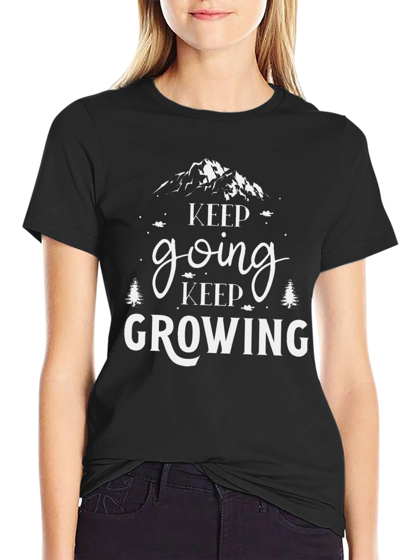 Keep Going Keep Growing Black Graphic Tee
