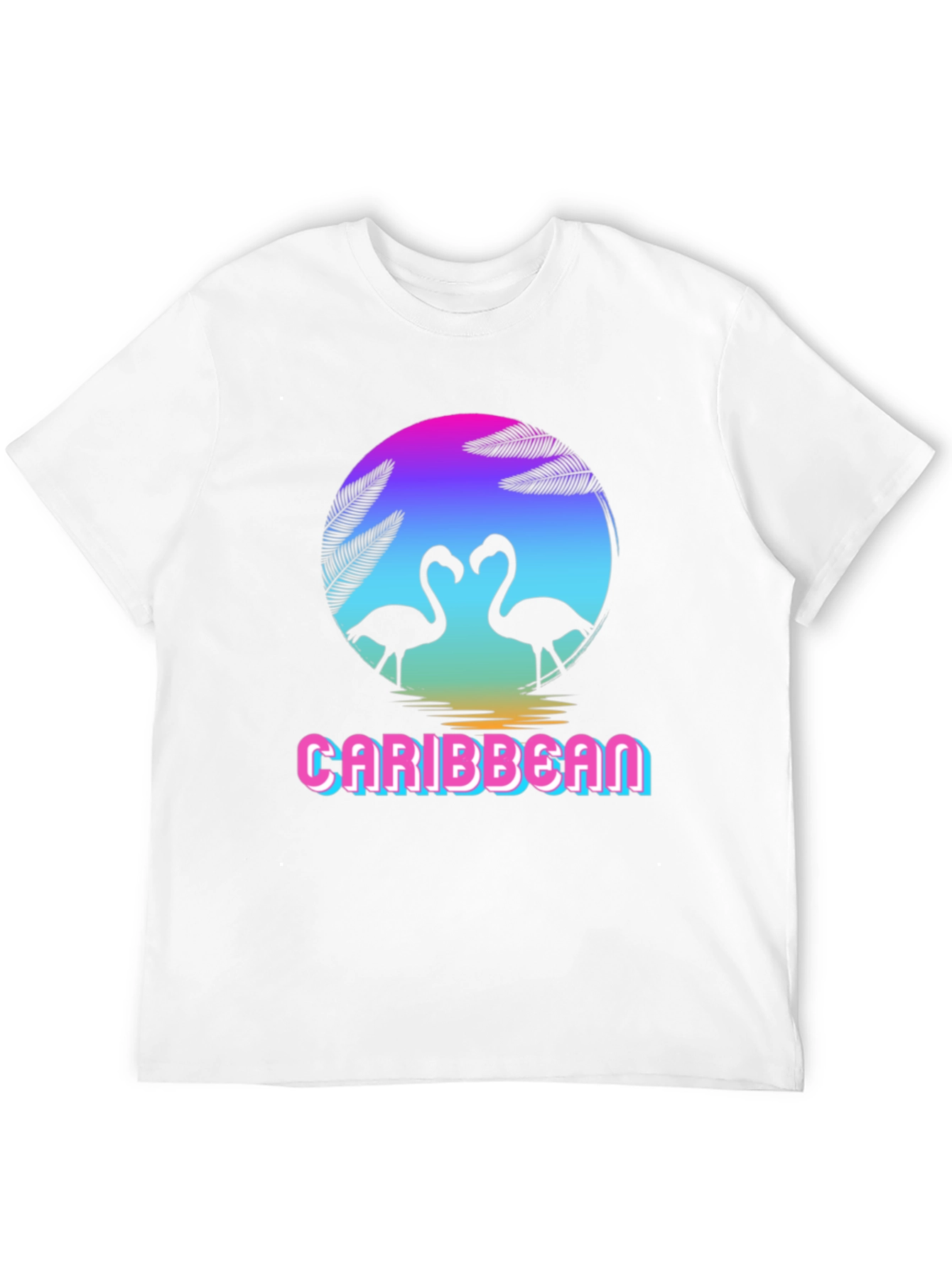 Caribbean Flamingo Black T-Shirt