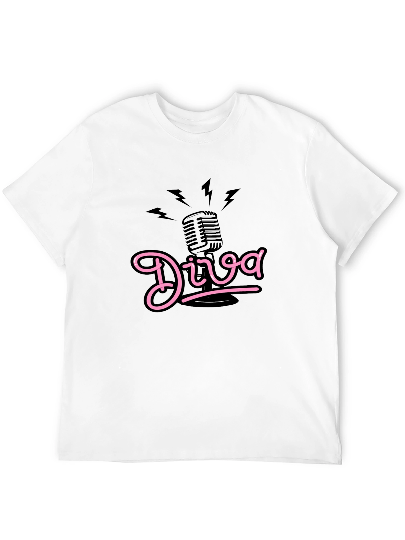 Diva Microphone Graphic Tee - Black Cotton Comfort