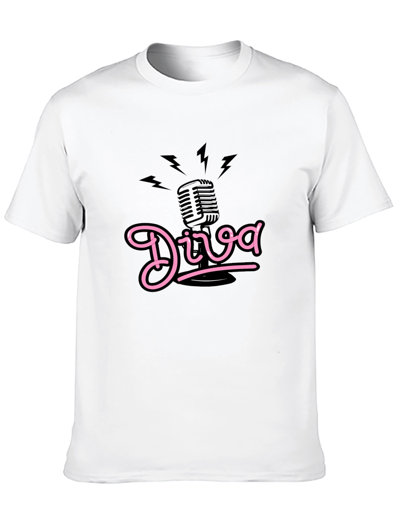 Diva Microphone Graphic Tee - Black Cotton Comfort