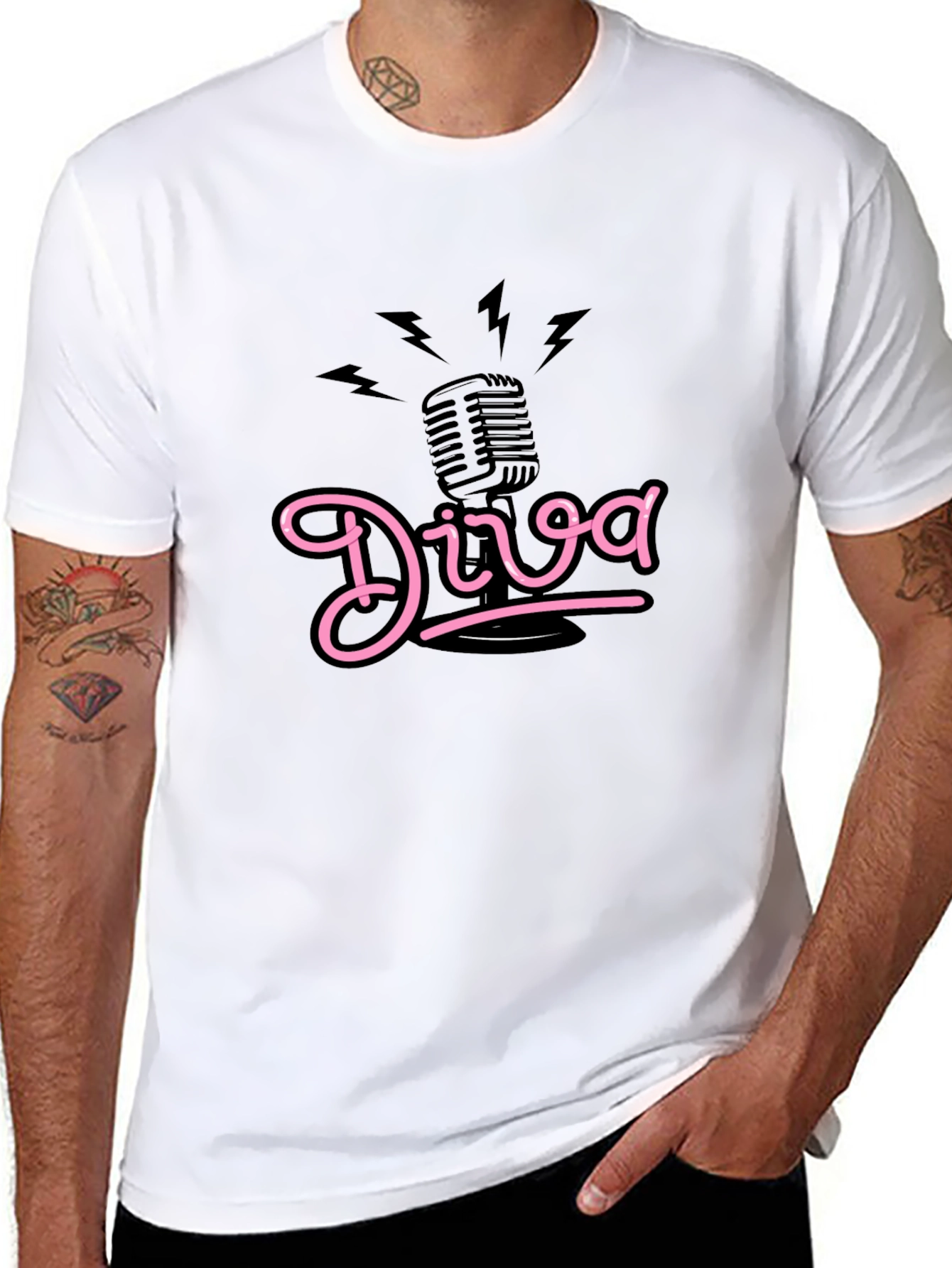 Diva Microphone Graphic Tee - Black Cotton Comfort