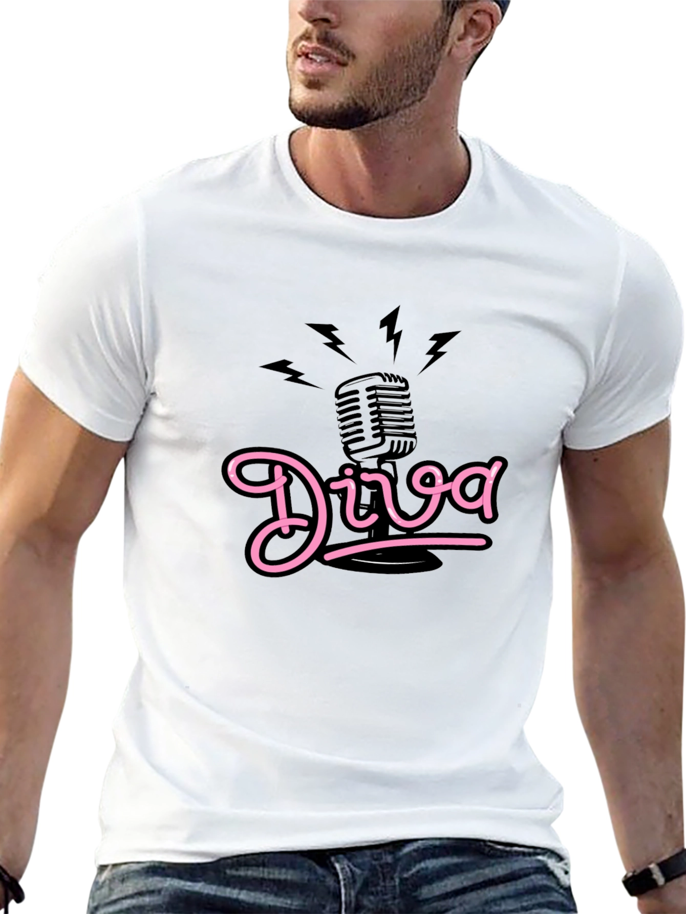 Diva Microphone Graphic Tee - Black Cotton Comfort