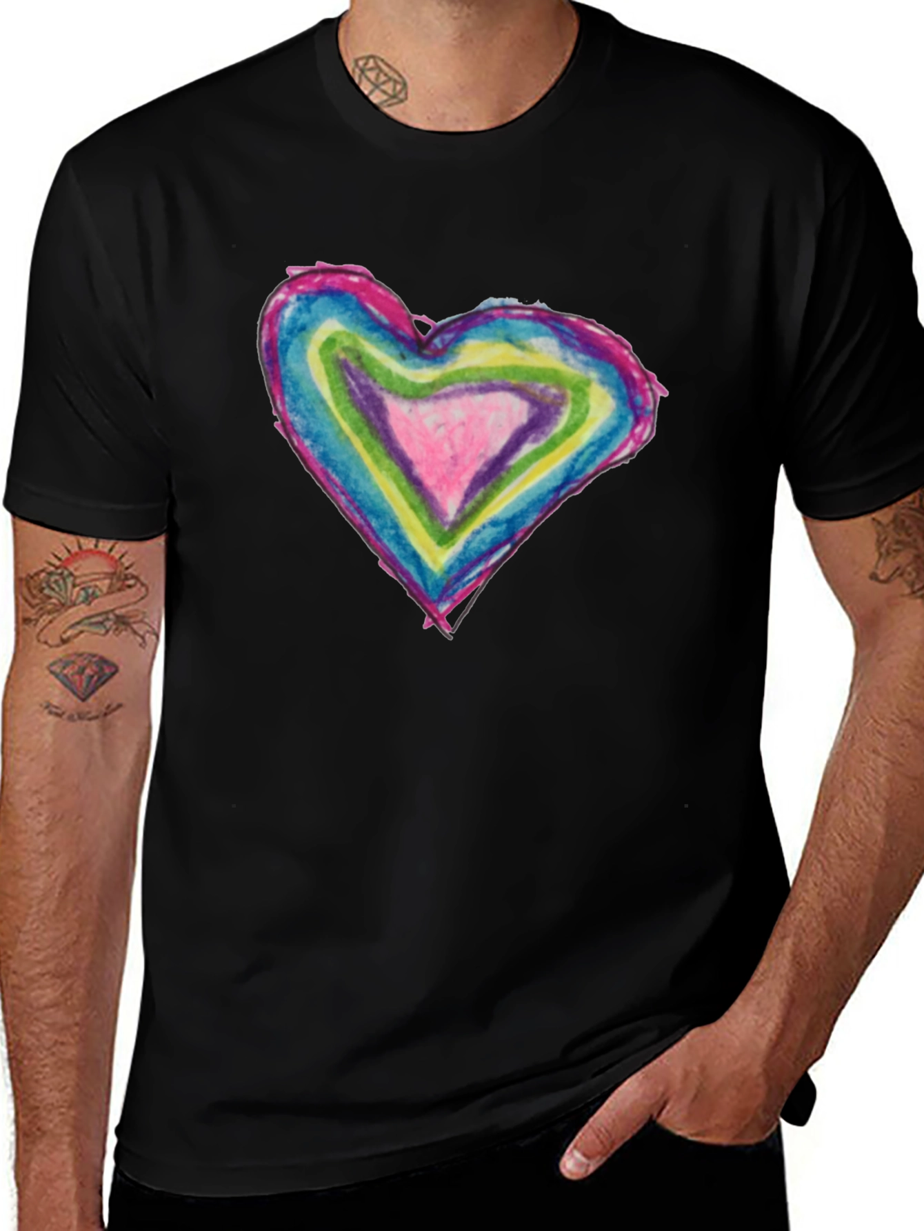 Rainbow Heart Tee - Unique Graphic T-Shirt
