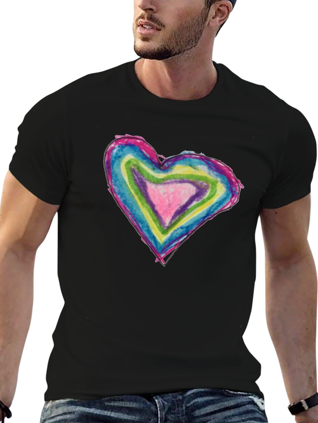 Rainbow Heart Tee - Unique Graphic T-Shirt