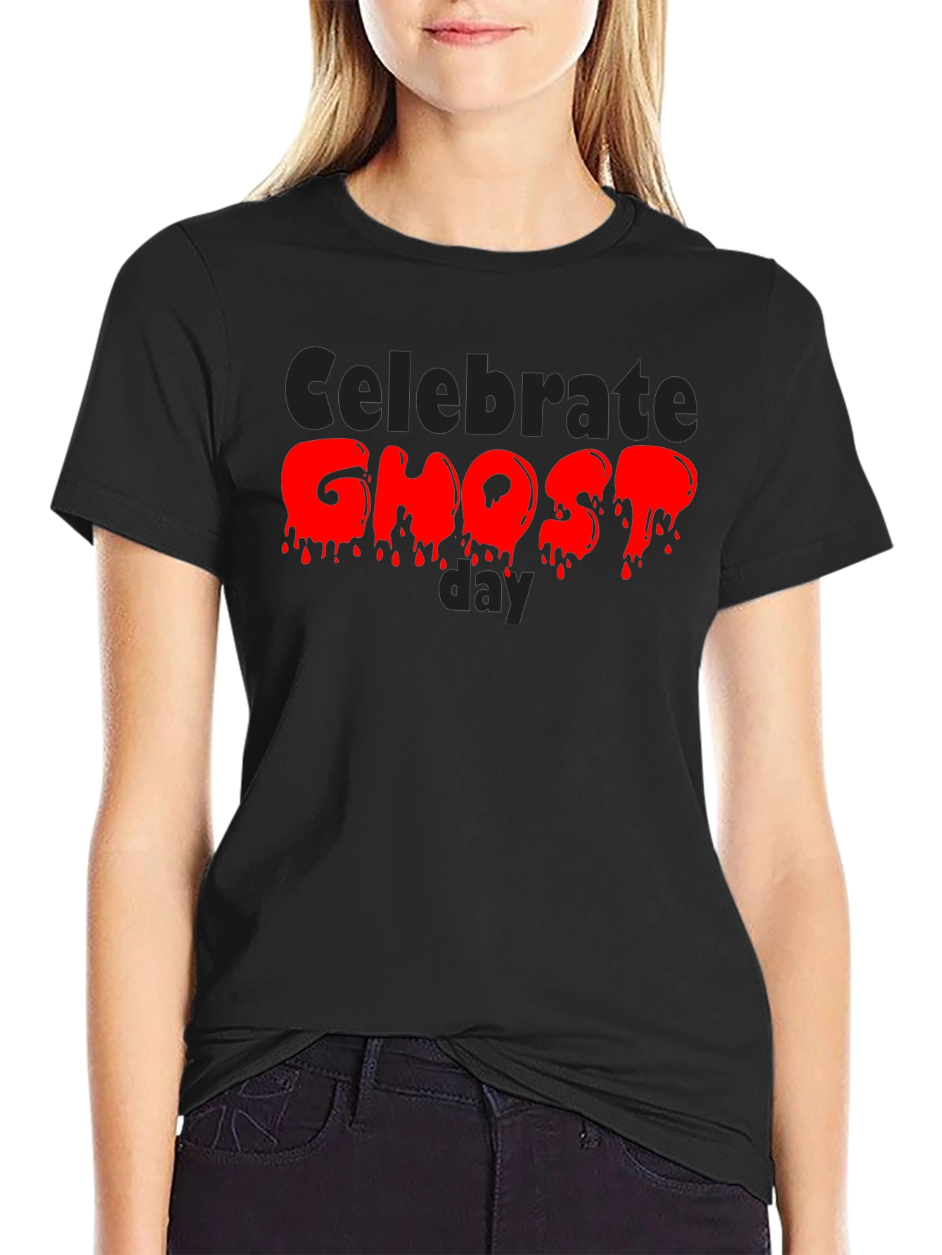 Celebrate Ghost Day Tee - Spooky Red Drip Design