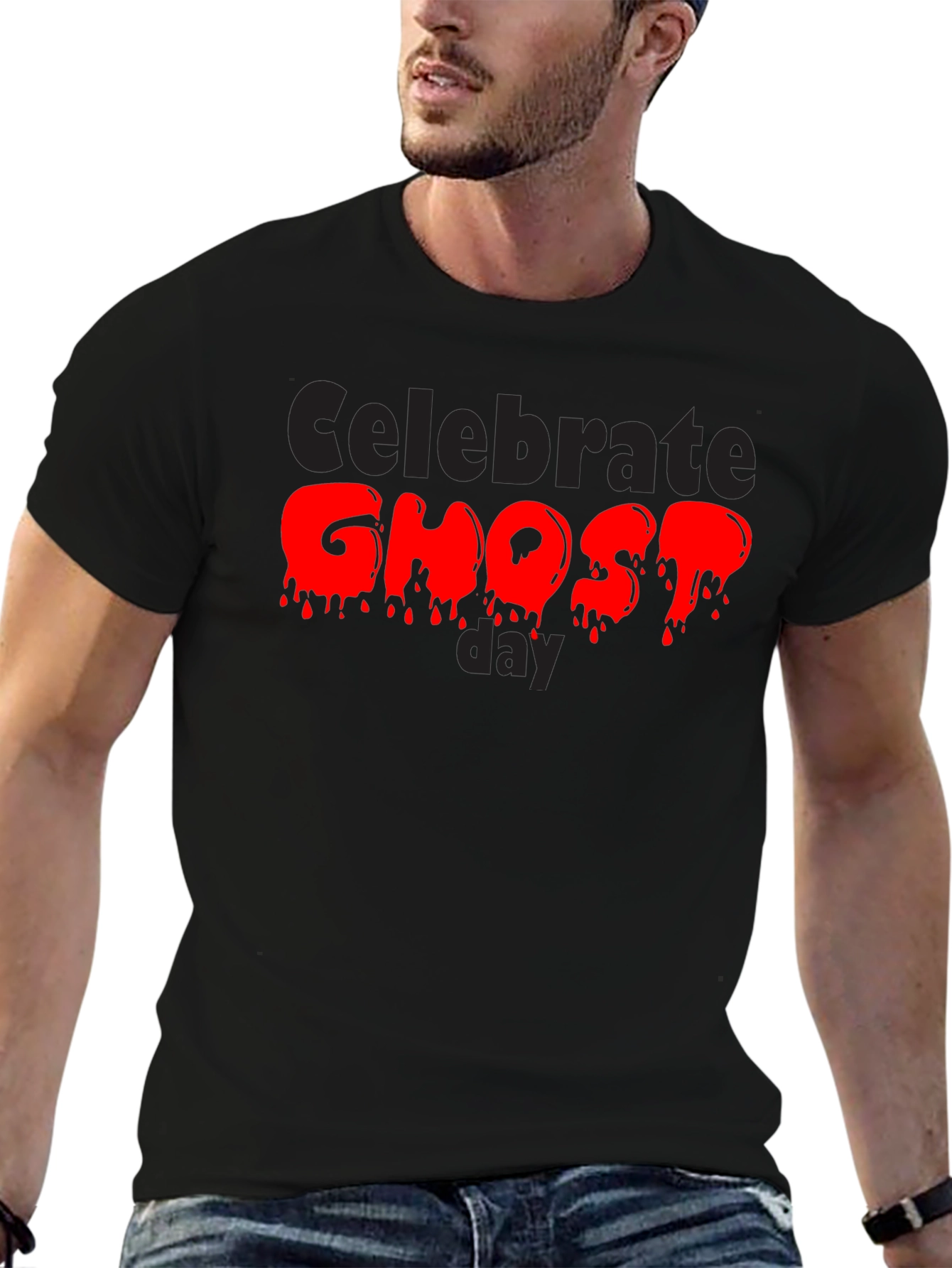 Celebrate Ghost Day Tee - Spooky Red Drip Design