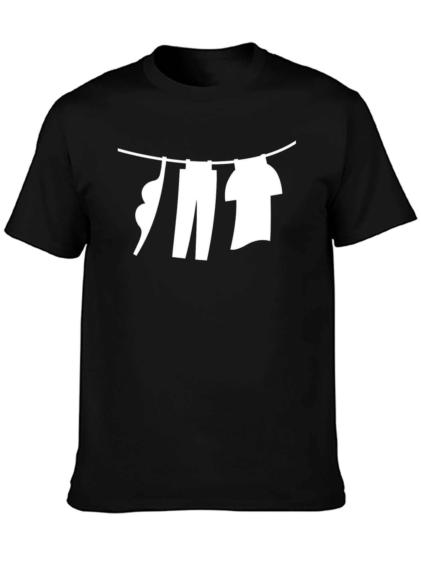 Laundry Line Graphic Tee - Black Cotton Casual T-Shirt