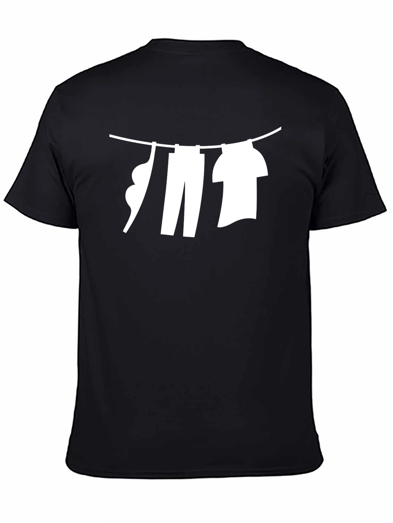 Laundry Line Graphic Tee - Black Cotton Casual T-Shirt
