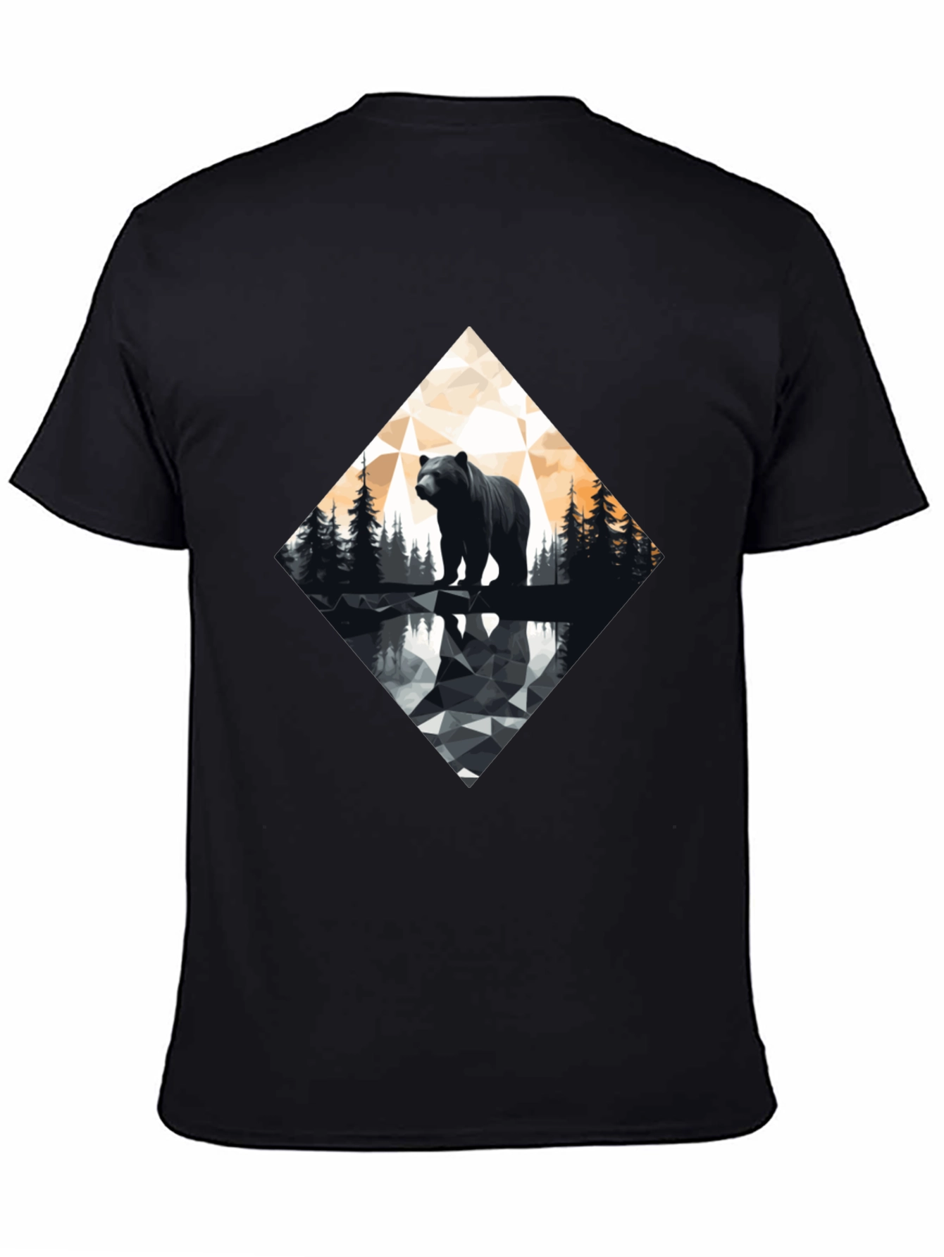 Geometric Bear Graphic Tee - Modern Wildlife Design