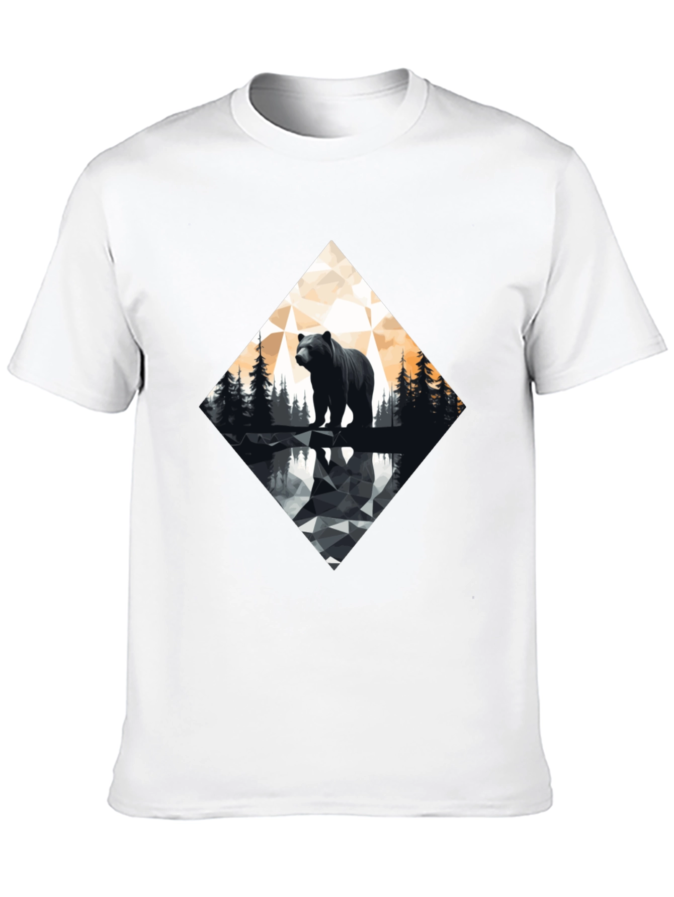 Geometric Bear Graphic Tee - Modern Wildlife Design