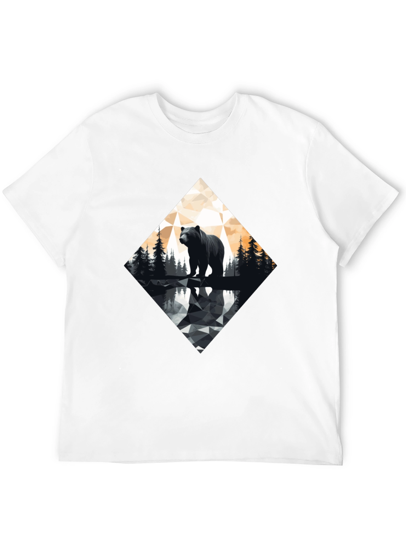Geometric Bear Graphic Tee - Modern Wildlife Design