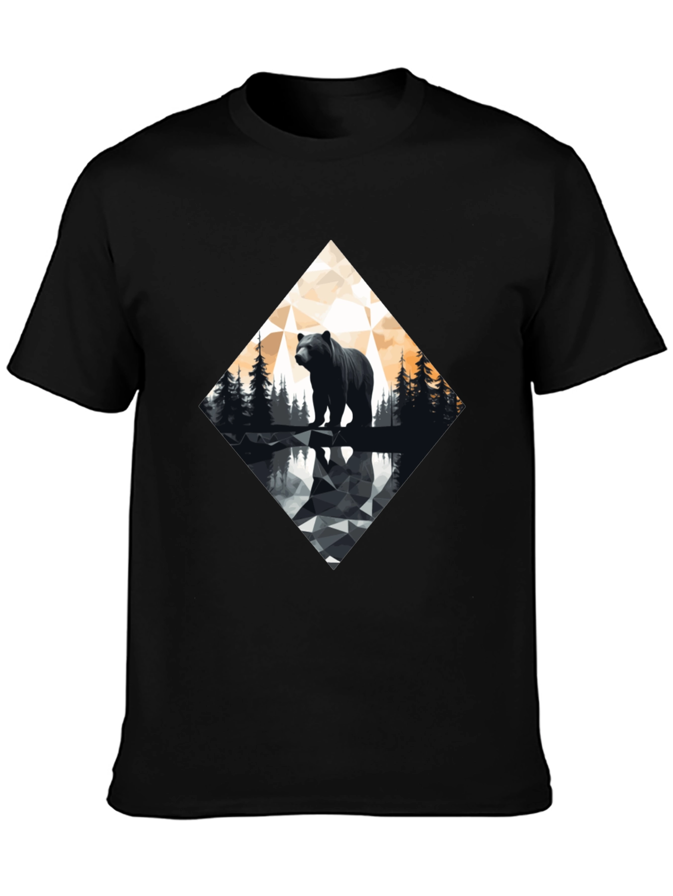 Geometric Bear Graphic Tee - Modern Wildlife Design