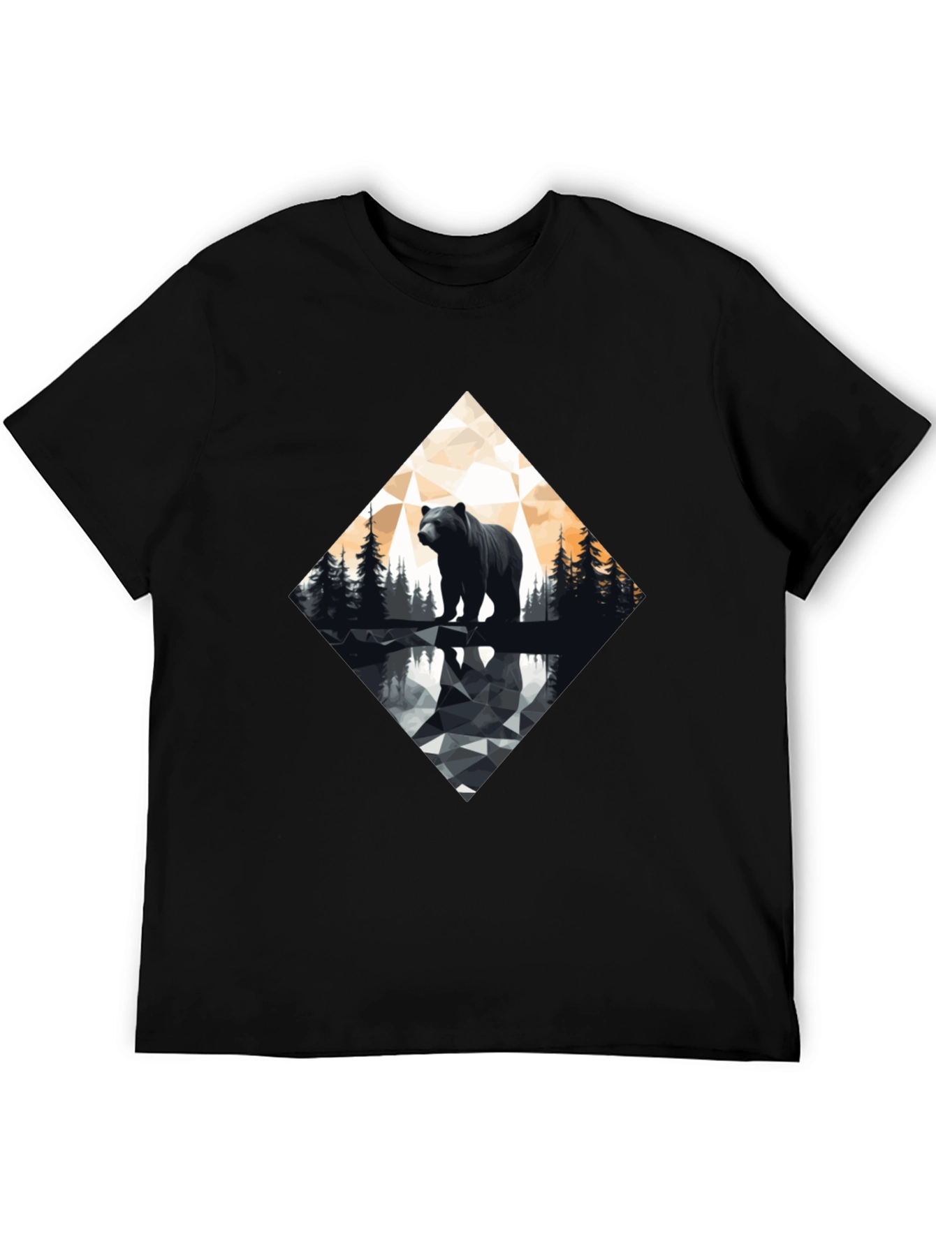 Geometric Bear Graphic Tee - Modern Wildlife Design
