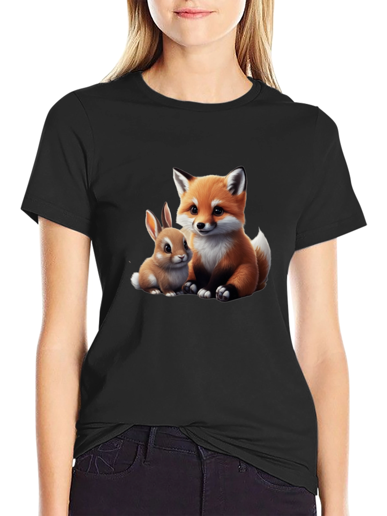Cute Fox & Bunny Graphic Tee