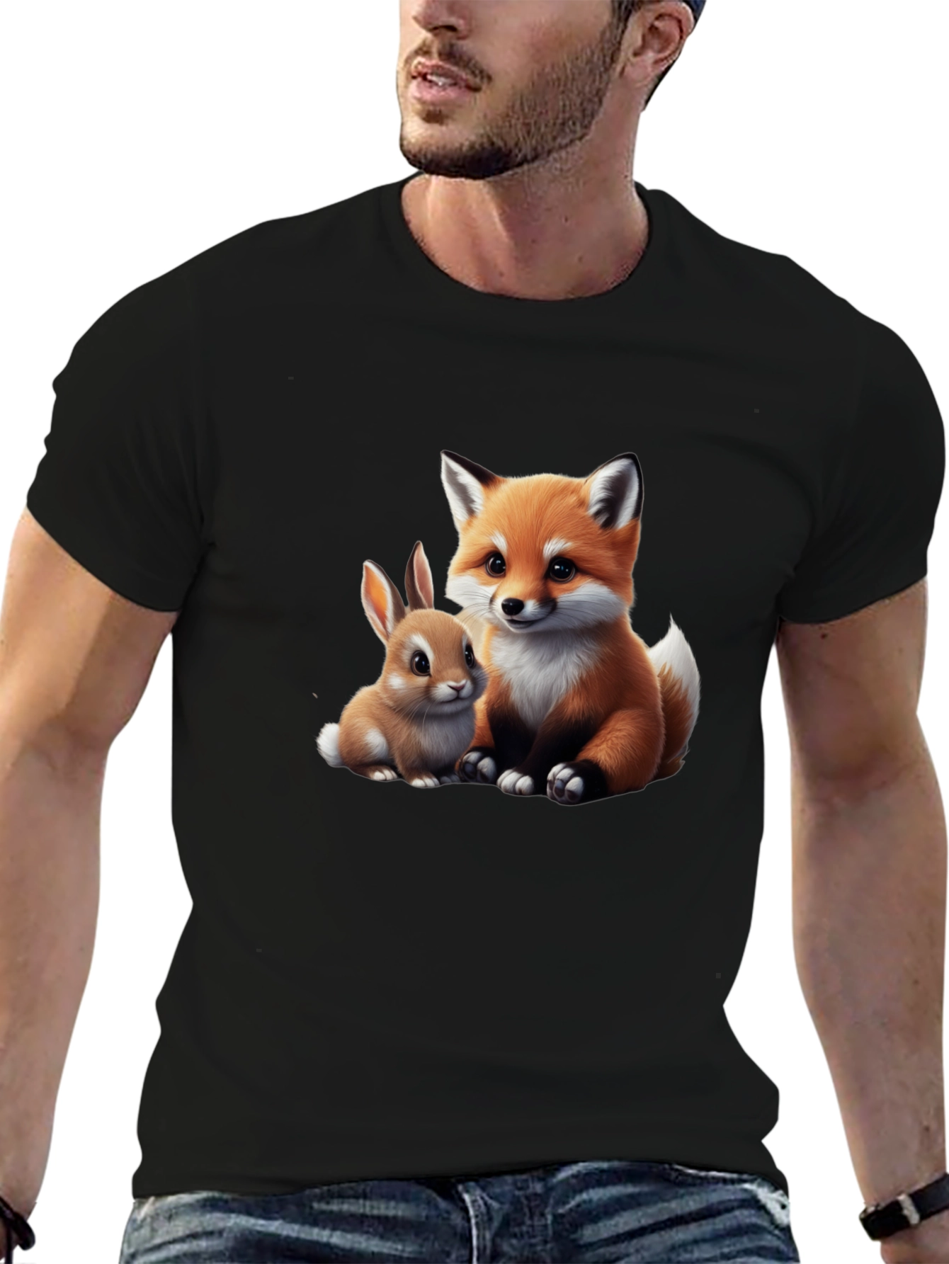 Cute Fox & Bunny Graphic Tee