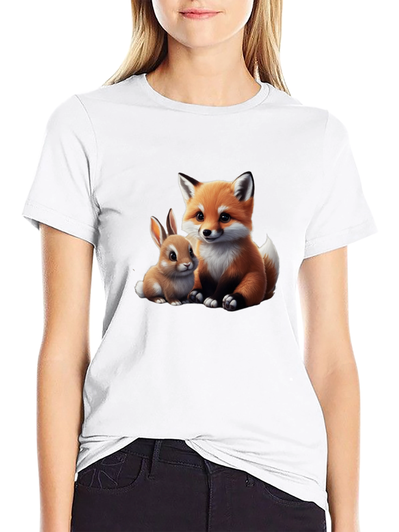 Cute Fox & Bunny Graphic Tee