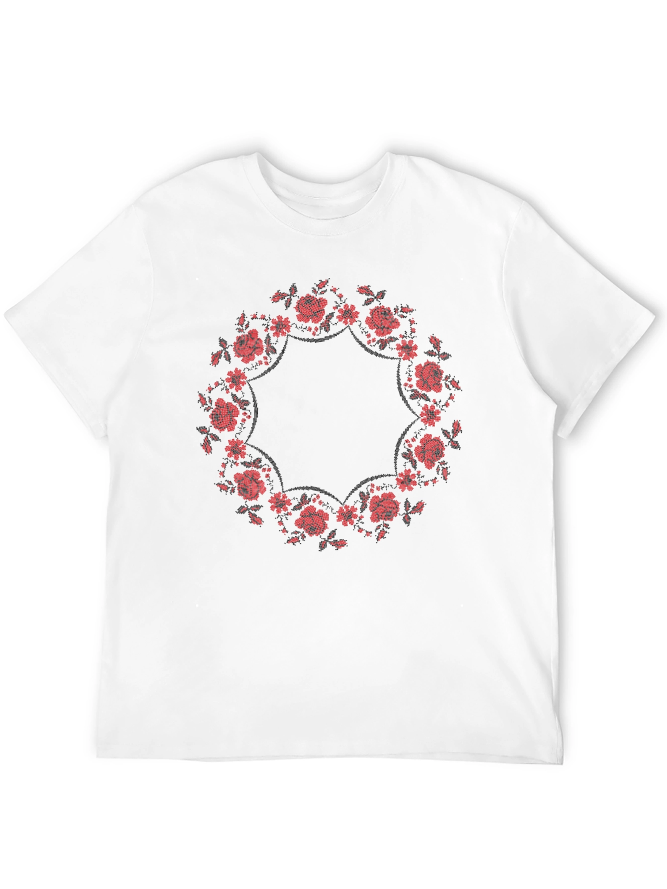 Floral Wreath Graphic Tee - Classic Black
