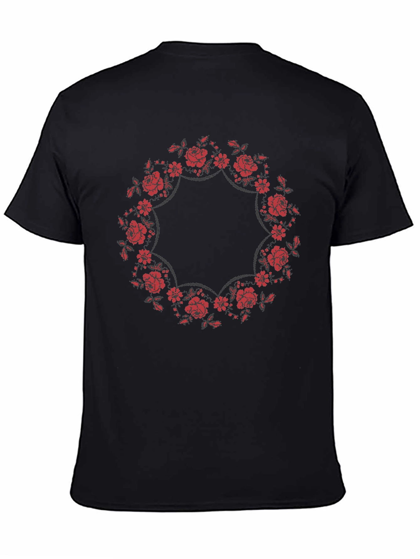 Floral Wreath Graphic Tee - Classic Black