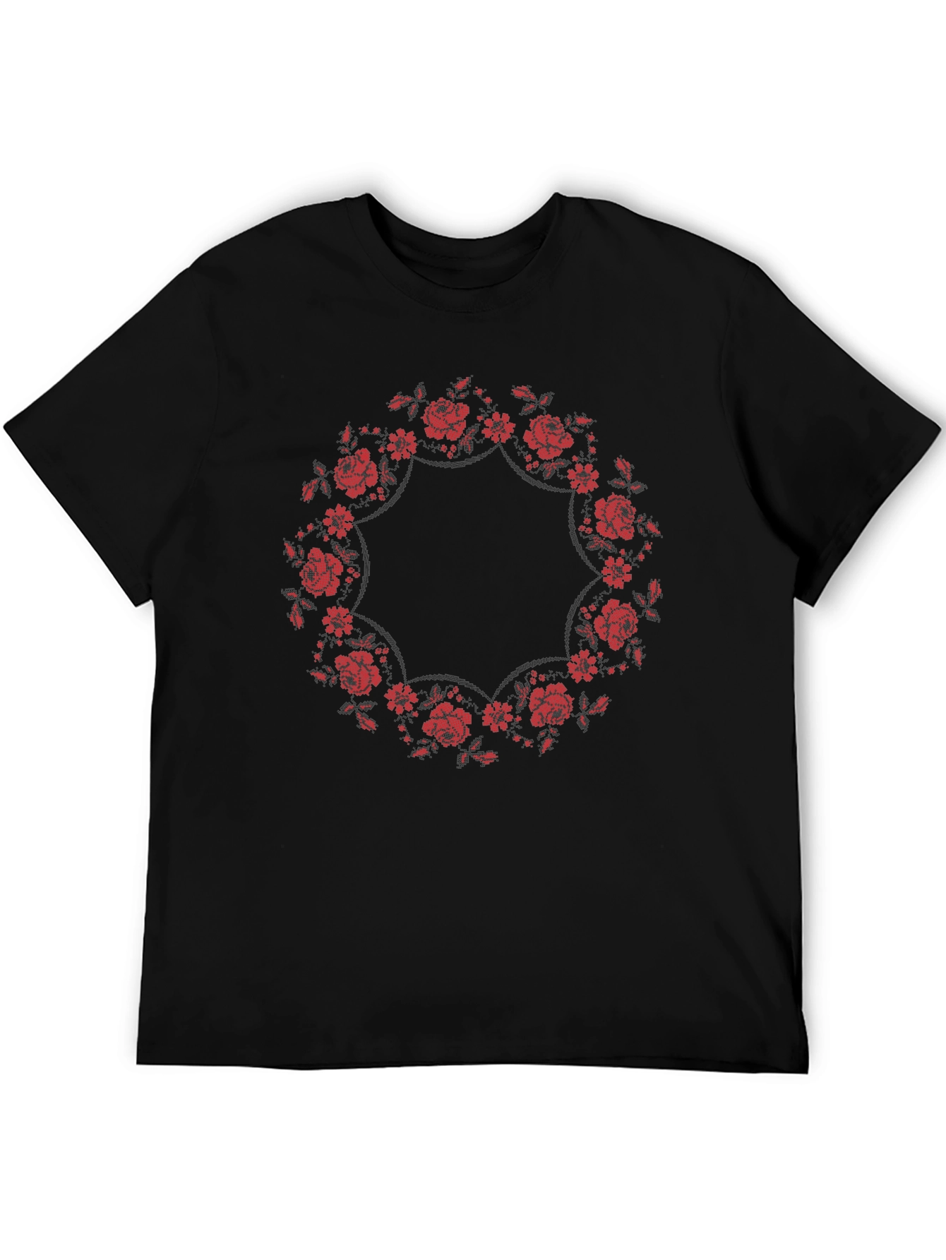 Floral Wreath Graphic Tee - Classic Black